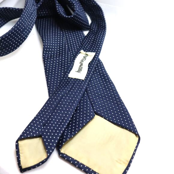 Vintage Christian Dior Navy Micro-Dot Silk Tie 3” Wide - Picture 3 of 3